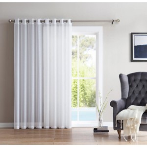 HLC.ME One Panel Extra Wide Sheer Voile Patio Door Grommet Curtain Panel for Sliding Doors - 100" x 84" Inch, White - 1 of 3