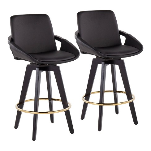 Set of 2 Cosmo PU Leather/Metal/Wood Counter Height Barstools Black - LumiSource - image 1 of 4