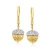 Ross-Simons 0.50 ct. t.w. Diamond Acorn Hoop Drop Earrings in 18kt Gold Over Sterling - 3 of 4