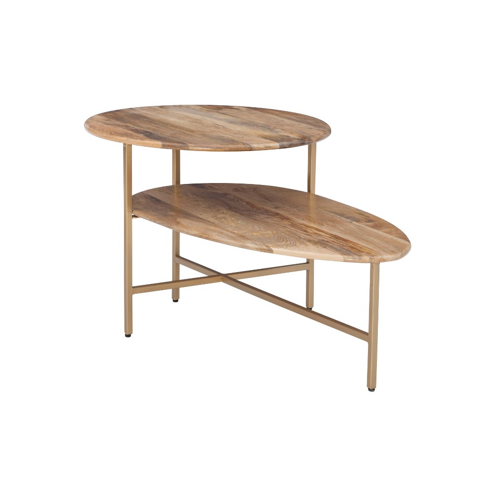 Photos - Coffee Table Charmane Modern 2 Tier  with 2 Solid Wood Tabletops Metal Legs