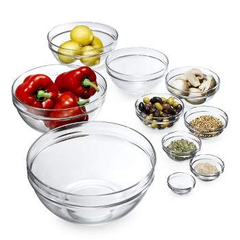 TIBLEN [4-Pack] Glass Mixing Round Bowl Set, Nesting Glass Bowls