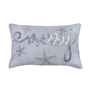 14"x22" Merry Embroidered Coastal Throw Pillow - National Tree Company - 1 of 4