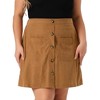 Agnes Orinda Women's Plus Size High Waist Button Front with Pocket Mini Corduroy A-Line Skirt - 2 of 4