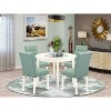 HomeStock 5-Piece Linen White Solid Wood Top - Round Dining Room Set - Seats-4 - 2 of 4