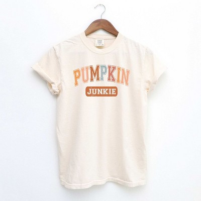 Simply Sage Market Women's Varsity Pumpkin Junkie Short Sleeve Garment Dyed Tee