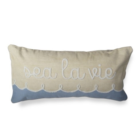 Tag 12 X 12 Seas The Day Pillow Cotton Embroidered Design Hidden Zipper Closure Throw Pillow With Saying For Couch Sofa Bed Chair Target