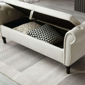 VYNXARIA Aijia 63" Velvet Multifunctional Storage Ottoman - Stylish & Versatile Seating Solution - 1 of 4