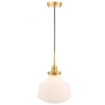 Elegant Lighting Lyle 1 light Brass and frosted white glass pendant
