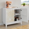 TiramisuBest 59.8" 4-Door Sideboard: Hidden Handle, Distinctive Solid Ash, Ample Storage, TV Stand for Living, Hallway, Dining & Office (Black) - 4 of 4