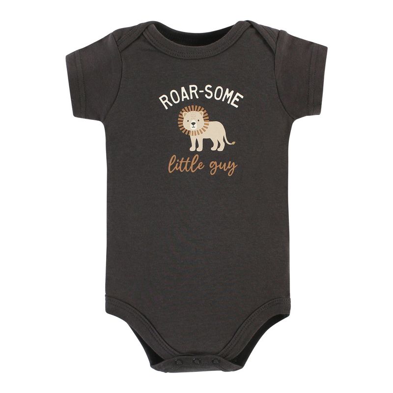Hudson Baby Infant Boy Cotton Bodysuits, Brave Lion 5 Pack, 5 of 8