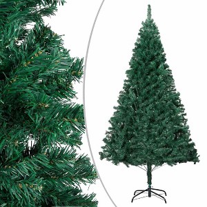 vidaXL Green PVC Artificial Pre-lit Christmas Tree with 300 LED Lights - Complete Set with Decorative Balls and Metal Stand - Perfect for Indoor Décor - 1 of 4