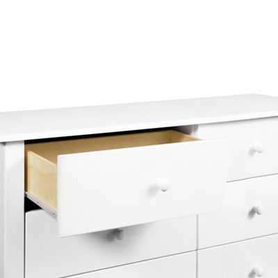 White Pine Wood Double Dresser with Six Drawers