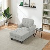 Corduroy Upholstered Indoor Sleeper Chaise Lounge Chair Bed with Storage, High-Density Foam, Throw Pillow and Rivet Detailing - 2 of 4
