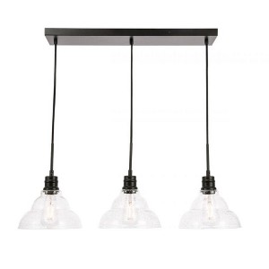 Elegant Lighting Clive 3 light Black and Clear seeded glass pendant - 1 of 4