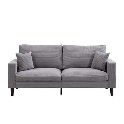 NicBex 74.8 Inch Corduroy High Resilience 3-Seater Sofa with 2 Throw Pillows for Living Room,Bedroom,Apartment