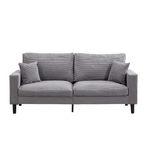 NicBex 74.8 Inch Corduroy High Resilience 3-Seater Sofa with 2 Throw Pillows for Living Room,Bedroom,Apartment - 1 of 4