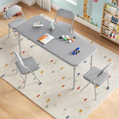 5 Piece Boys Girls Folding Table and Chairs Set, Activity Table and Chairs Set