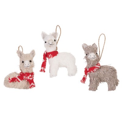 Transpac Foam Llama Ornament Set of 3 Christmas Home Decorations