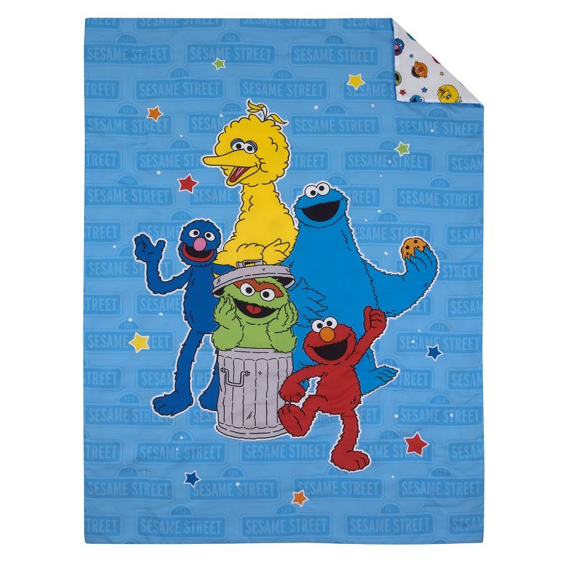 Sesame Street Come and Play Blue, Green, Red and Yellow, Elmo, Big Bird, Cookie Monster, Grover, and Oscar the Grouch 4 Piece Toddler Bed Set, 2 of 7