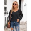 Coolmee Womens Long Sleeve Tunic Tops Striped Mesh Patchwork Sleeve Casual V Neck Loose Blouses - 4 of 4