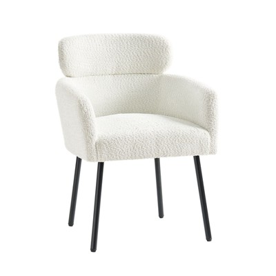 Curt Boucle Elevated Backrest Dining Chair with Metal Legs-Ivory | Artful Living Design