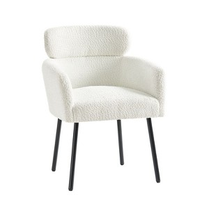Curt Boucle Elevated Backrest Dining Chair with Metal Legs-Ivory | Artful Living Design - 1 of 4