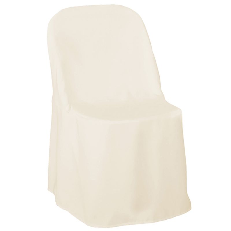 Lann's Linens 100 pcs Polyester Folding Chair Covers for Wedding/Party - Cloth Fabric Slipcovers, 1 of 5