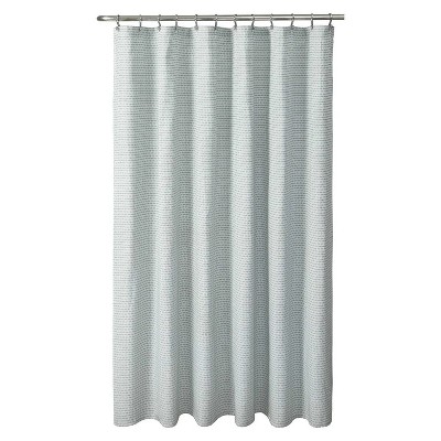 LunaLulinlk Green/White Pinstripe Fabric Shower Curtain, 72" x 72"