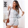 Women's Loungewear Printed Hooded Long Sleeve Sweatshirt Shorts Casual Homewear Set - 4 of 4