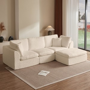 110'' Cloud Sectional Sofa with L-Shaped Convertible Design, Ottoman, and Seven Throw Pillows ¨C No Assembly Required - 1 of 4
