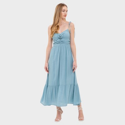August Sky Women's Rosette Sweetheart Midi Dress
