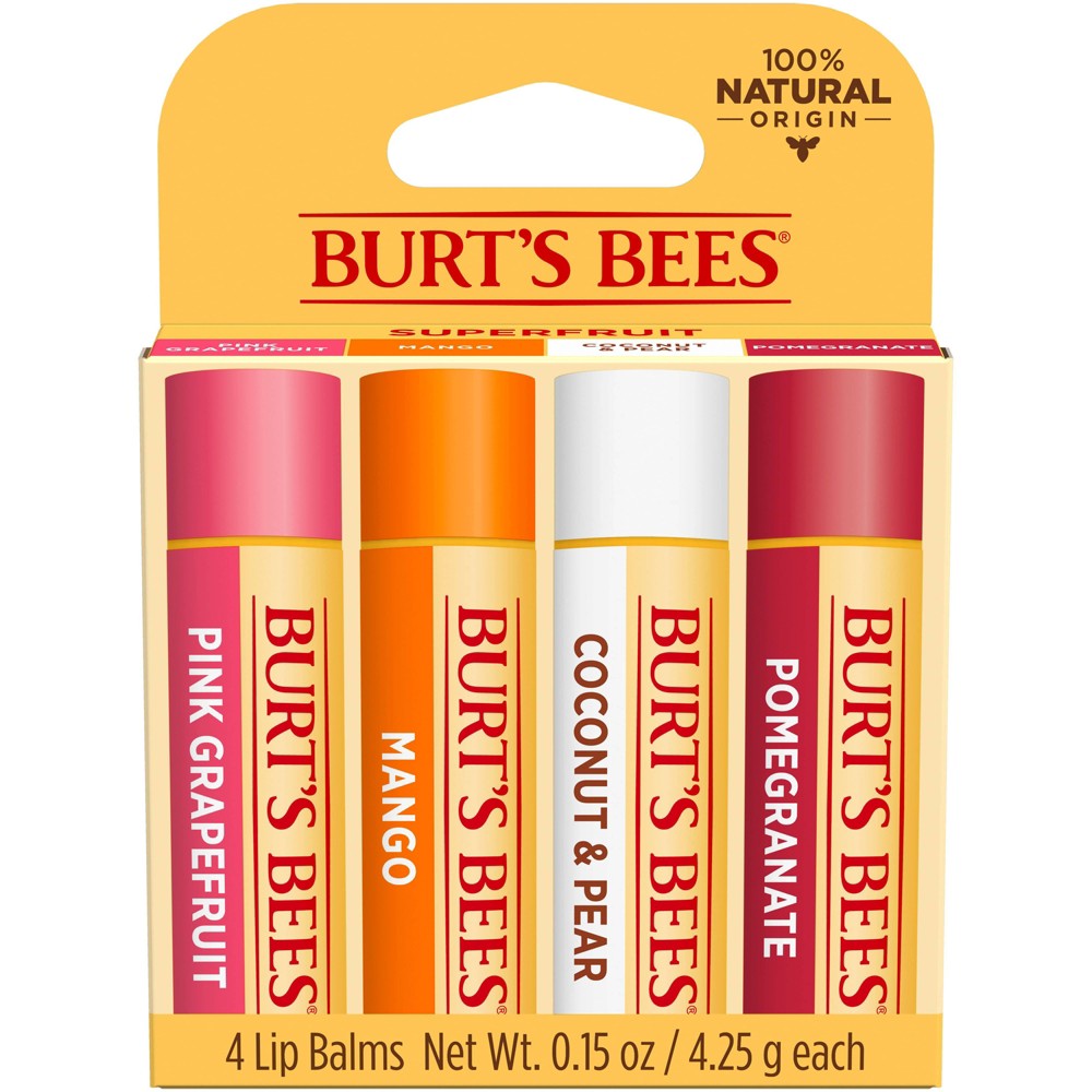 Photos - Cream / Lotion Burts Bees Burt's Bees Superfruit Lip Balm - 4ct 