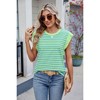 Womens Tank Tops Summer Casual Cap Sleeve Striped Shirt Crewneck T Shirts Loose Blouses 2025 - 4 of 4