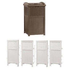Suncast Trash Hideaway 33 Gal. & Outdoor Garden Yard 4 Panel Screen Enclosure - 1 of 4