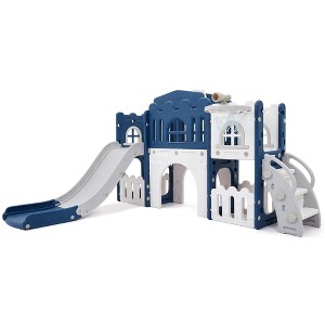 Toddler Playset, 8 in 1 Toddler Slide, Baby Playset for Indoor/Outdoor Playground with Climber, Crawling Tunnel, Basketball Hoop, Toy Storage - 1 of 4