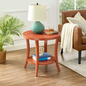 Perth Espresso Round End Table with Shelf - 1 of 4