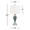 Regency Hill Arden Coastal Table Lamps 25" High Set of 2 Green Blue Glass Twist with Table Top Dimmers Empire Shade for Bedroom Living Room Bedside - 4 of 4