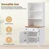 63"H Farmhouse Storage Cabinet Display Cabinet Kitchen Pantry Bookcase with Drawer and Adjustable Shelf, White/Black-ModernLuxe - 3 of 4