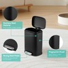 Trash Can, Gallon Odor Control Indoor Trash Can, Stainless Steel Garbage Bin with Silent Closing Lid, for Bathroom, Kitchen, Office, Black - 2 of 4