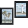HomeRoots Set Of Two Cape May Lighthouse And Palm Trees Black Framed Wall Art - 3 of 3