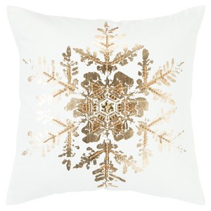 Snowflake Decorative Filled Oversize Square Throw Pillow Gold - Rizzy Home