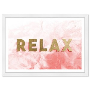 Wynwood Studio 19" x 13" Relax Pink Motivational Quotes Framed Wall Art Gold: Inspirational Decor, Modern Style, Digital Typography - 1 of 4