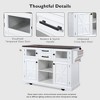 Rbied Wood 54.9 in. Kitchen Island Cart with Drop Leaf, Cross Barn Doors & Visual Glass Door - 4 of 4