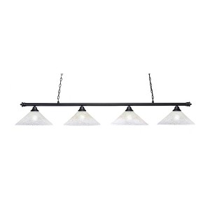 Toltec Lighting Oxford 4 - Light Island Pendant Light in  Matte Black with 16" Gold Ice Shade - 1 of 1