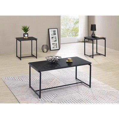HOMLUX 3 PCS Coffee Table Set Sofa Side Table with 2 Square End Table