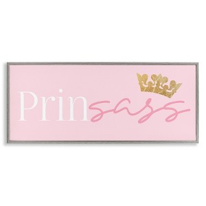 Stupell Industries Princess Sassy Girl Princess Pun Royal Crown Pink, 13" x 30" - 1 of 4