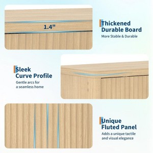 66.3in Large Sideboard Buffet Cabinet, Kitchen Modern Fluted Cupboard Coffee Bar Console Table - 1 of 4