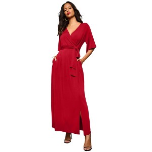Roaman's Ultrasmooth Faux Wrap Maxi Dress - 1 of 3