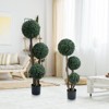 Artificial Topiary Ball Tree Indoor and Outdoor, Faux Boxwood Plants Topiary Triple Ball Tree Milan Grass Ball Trees , 1 Pack - 2 of 4