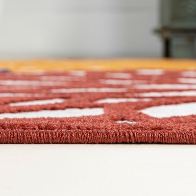 Minori Cream Red Blue Floral Synthetic Indoor Outdoor Rug